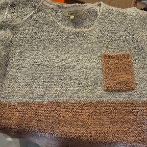 Cecico Gray and Brown Knit Sweatshirt